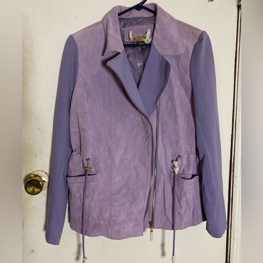 IMAN brand purple leather jacket new